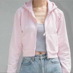 pink brandy melville cropped zip up